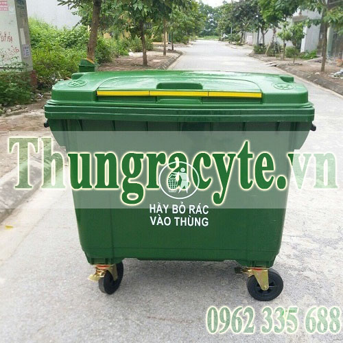 Thùng rác nhựa 660 lít có 4 bánh xe